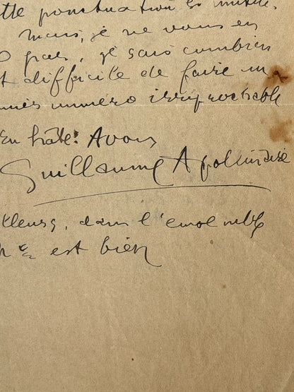 A.L.S. Apollinaire to Marc Brésil