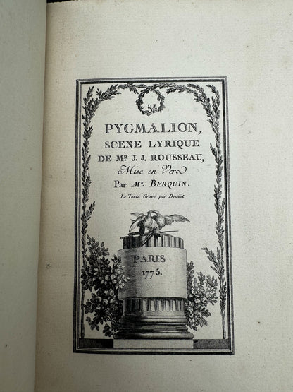 Pygmalion, Scène lyrique de Mr. J.J. Rousseau [suivi de : Idylle]